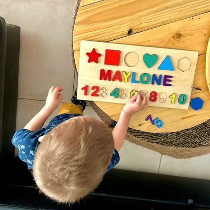 Puzzle prénom bébé en bois éco-responsable – Édition Premium