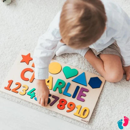Puzzle prénom bébé en bois éco-responsable – Édition Premium